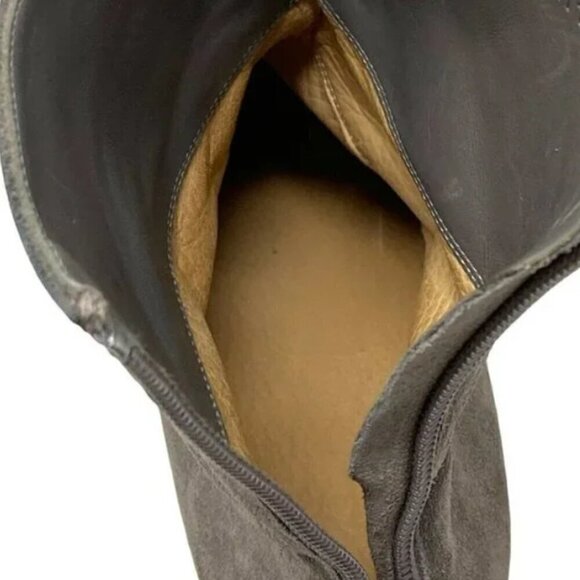 Carritz Gray Italian Suede Leather Almond Toe Zipper Ankle Boots - Size 8.5 - Picture 7 of 8